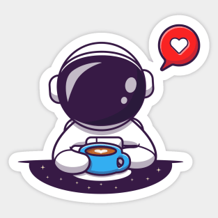 Cute Astronaut Drinking Coffee Sticker